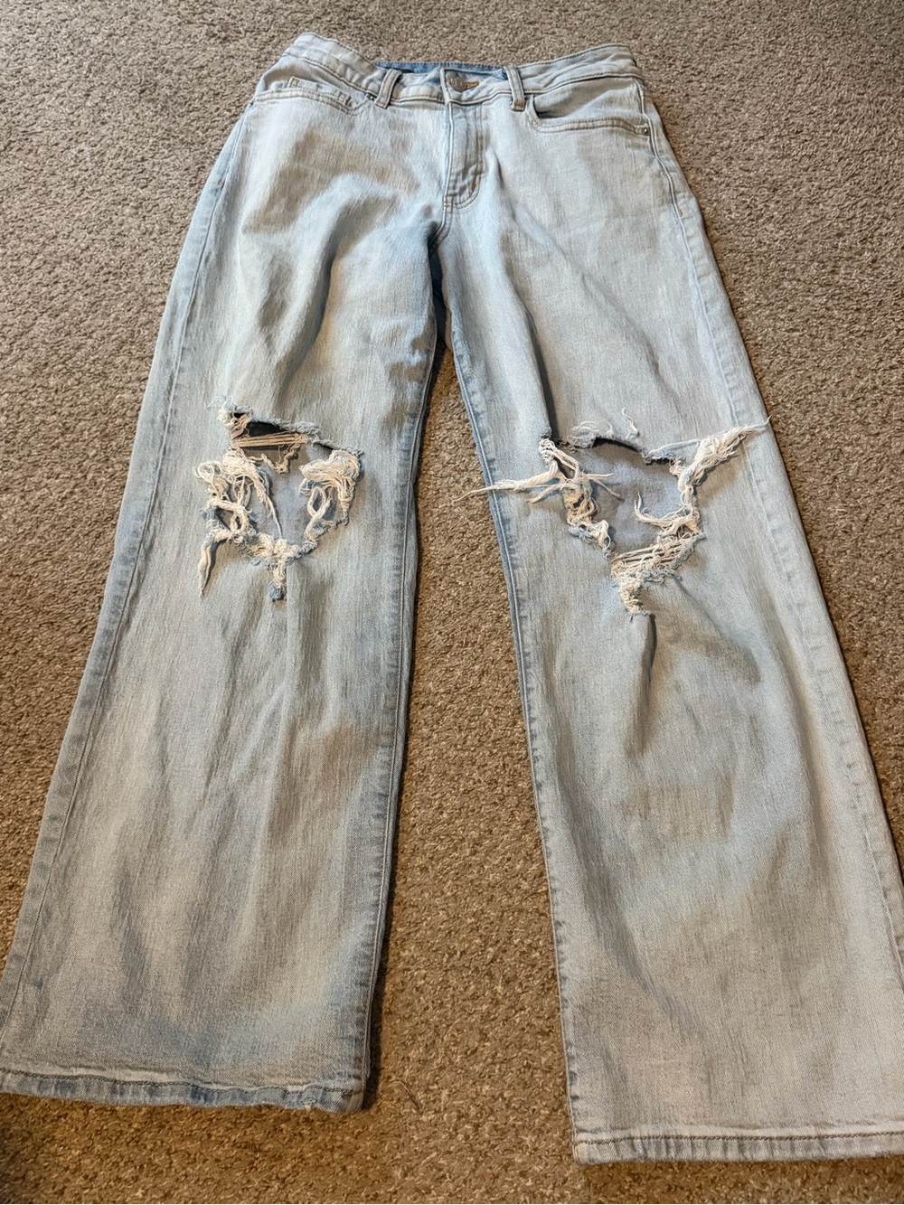 wild fable Light Blue Distressed Wide-Leg Jeans